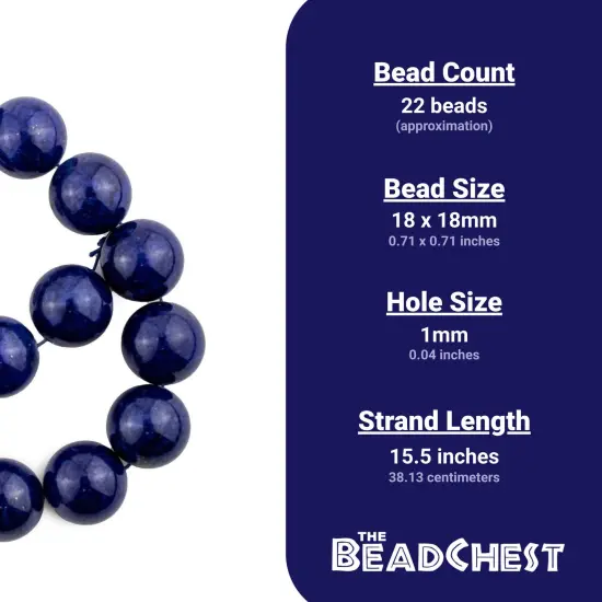 The Bead Chest Round Lapis Lazuli Beads (18mm) {5}