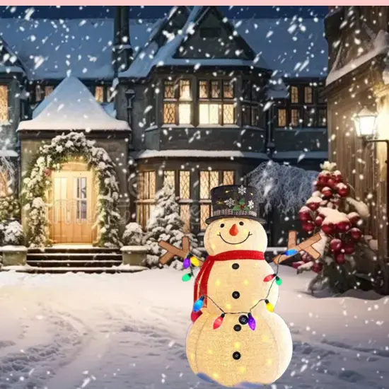 Festive Christmas LED Snowman Outdoor Yard Decoration 200 Lights 45 x 28 x 60 in {5}