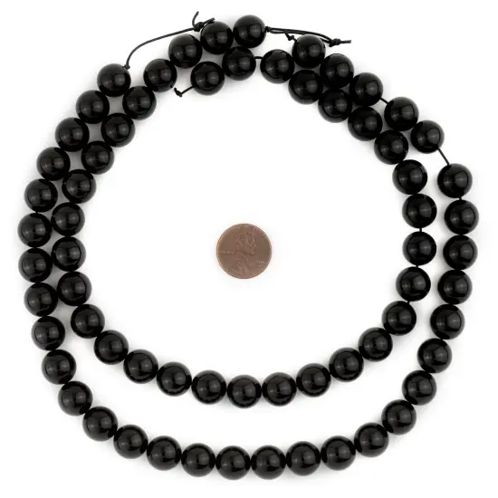 The Bead Chest Round Onyx Beads 12mm Black Gemstone 16 Inch Strand {2}