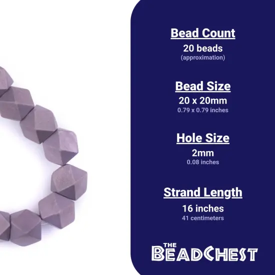 The Bead Chest Grey Cornerless Cube Wood Beads: 20mm Diamond Cut Natural Organic Beads for Jewelry Making {4}