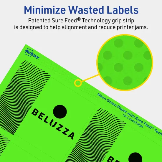 Avery Neon Green Paper Labels, 3" x 3.75" Rectangle {4}