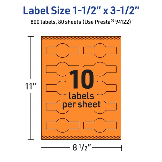 Avery Bright Orange Paper Labels, 1.5" x 3.5" Wraparound {5}