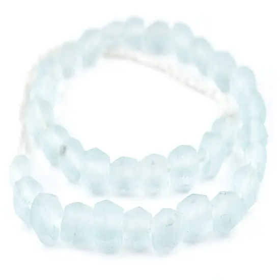 The Bead Chest Clear Aqua Faceted Bicone Java Recycled Glass Beads (12mm) - Full Strand of Faceted Bottle Glass Beads | Approximately 33 Beads {3}