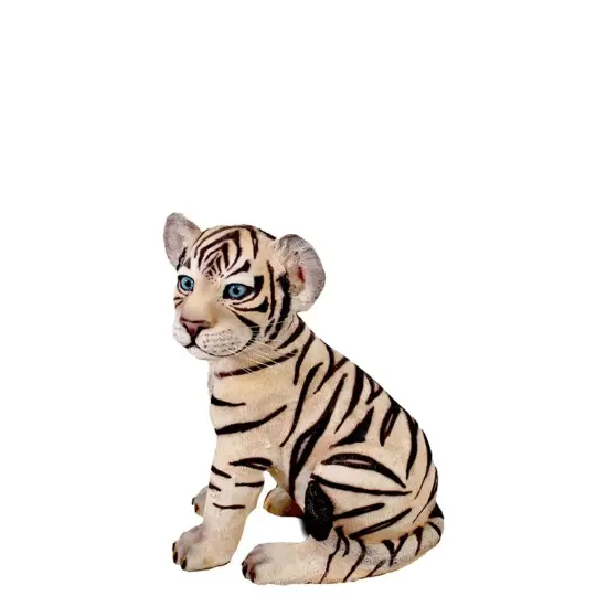 Sitting Siberian Tiger Cub Life Size Statue {1}