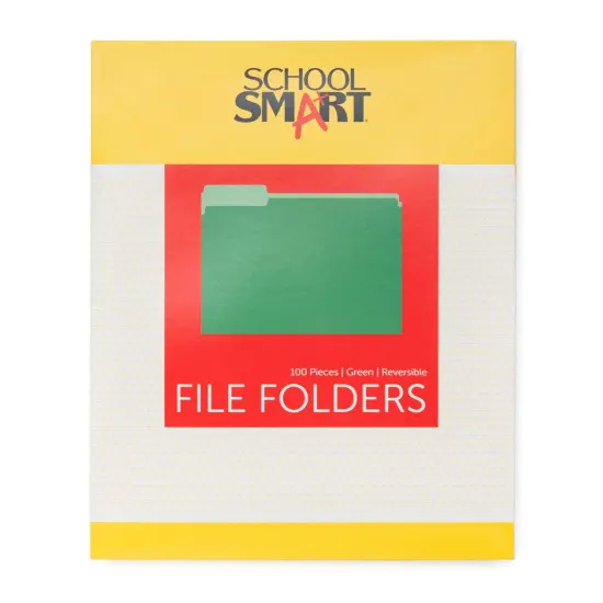 School Smart Colored File Folders, Two-Tone, Letter Size, 1/3 Cut Tabs, Green, Pack of 100 {3}