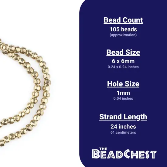 The Bead Chest Gold Rounded Nugget Beads 6mm, Full Strand of Quality Metal Spacers for DIY Jewelry Design {4}