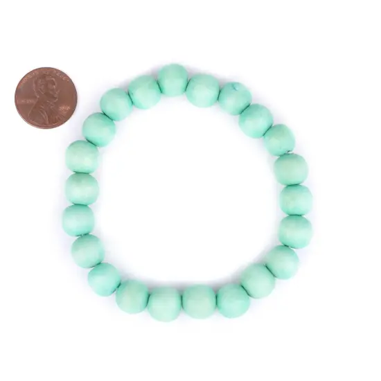 The Bead Chest Wood Stretch Bracelet, Pistachio Green - Stackable Beaded Jewelry, Unisex for Men & Women {2}