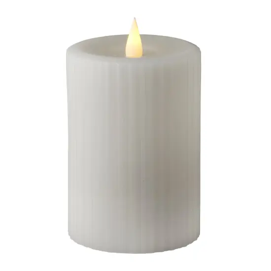 Fine Ribbed Motion Flameless Candle 3x5 White {1}