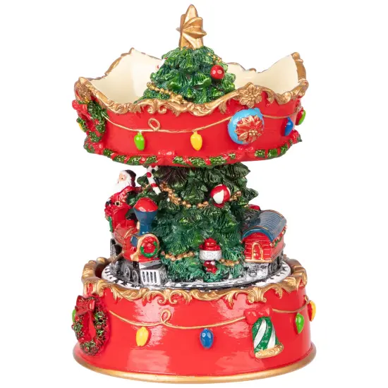 Northlight Santa on Train Musical Christmas Carousel - 6" - Red and Gold {5}