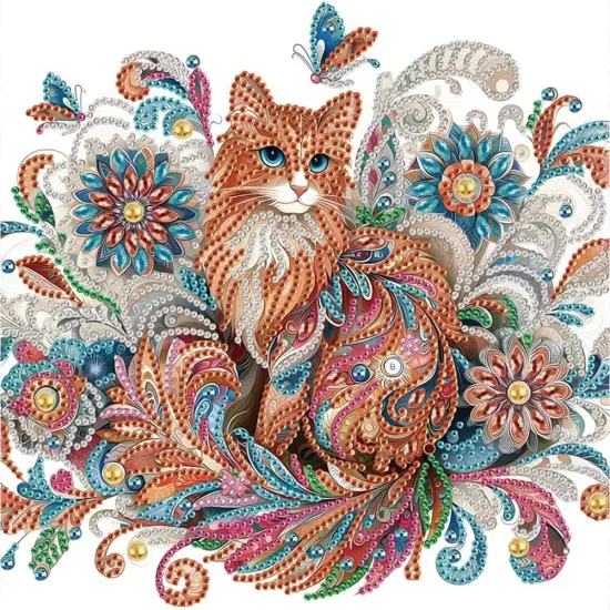 5D Special Shape Diamond Art Kits for Beginners, Diamond Painting Kits for Adults Cat, Crystal Rhinestones Diamond Painting for Home Wall Decoration Gift 12&times;12inch/30&times;30cm, Animal {1}