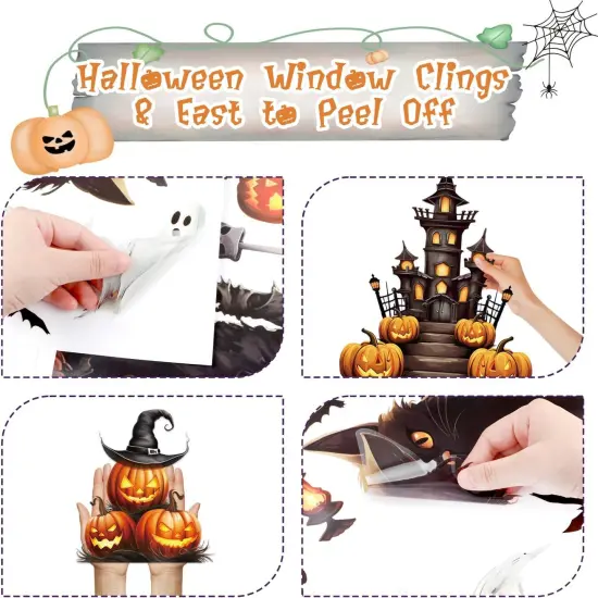 8 Sheets Halloween Window Clings, Scary Halloween Window Stickers {4}