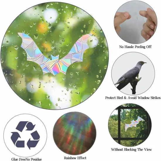 45PCS Halloween Bat Decoration Stickers for Bird Strikes - Anti-Collision Window Decals {2}