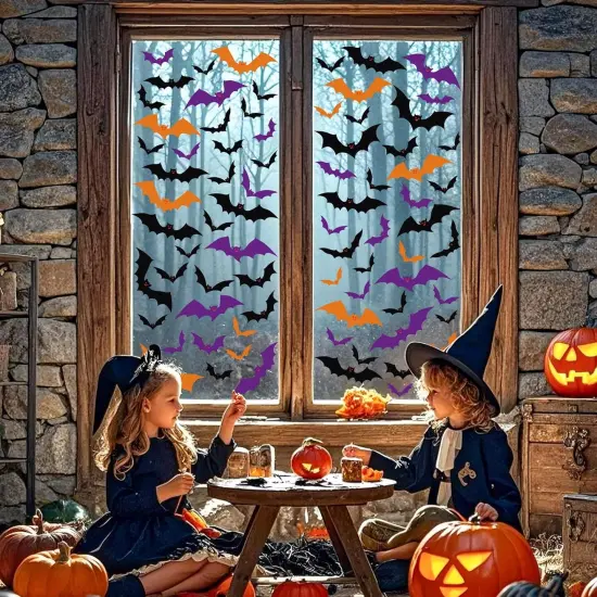6 Sheet Halloween Bats Window Stickers {2}