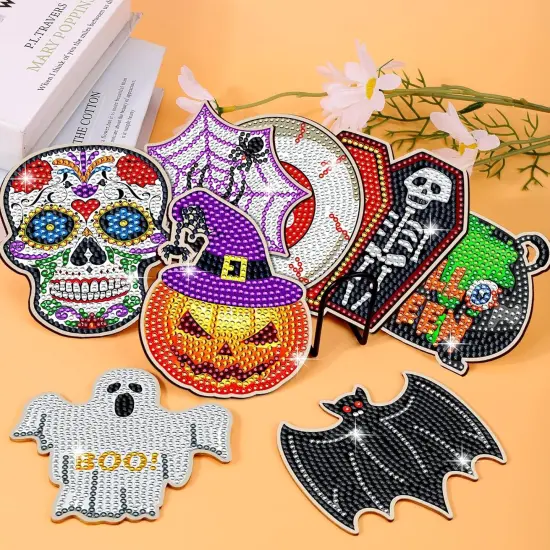 8 Pcs Halloween Diamond Coasters {2}