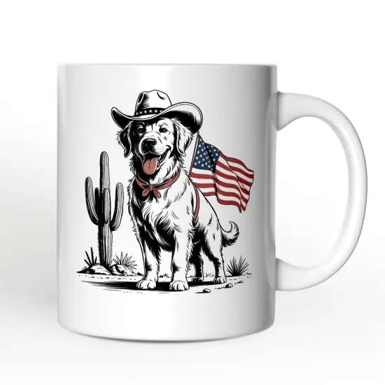 American Cowboy Dog Mug, Western 4th of July Gift {1}