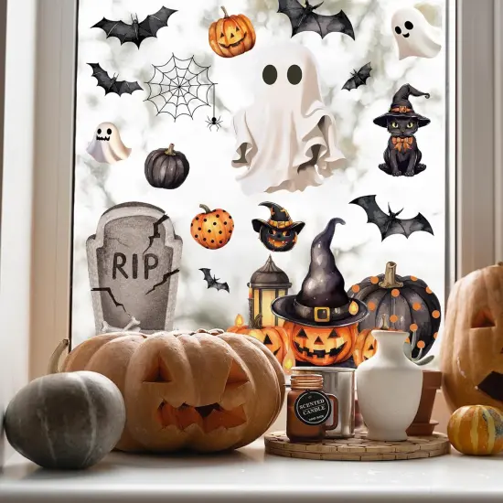 Halloween Window Clings Decal, Window Stickers for Halloween and Fall {4}