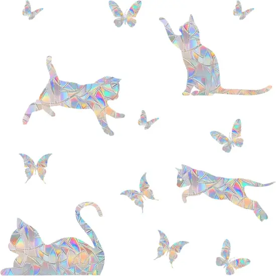 25 Pieces Cat Butterfly Anti-Collision Window Clings {1}