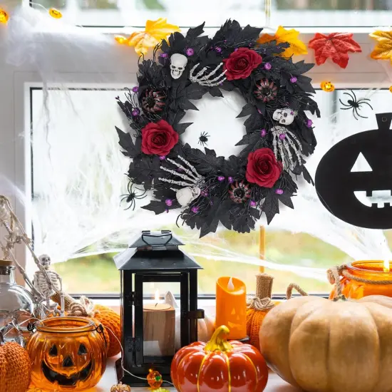 Halloween 22Inch Rose Flower Wreath {3}