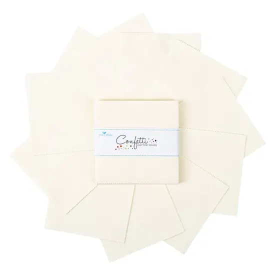 Confetti Cotton 5" Square Pack (Charm Pack / 5" Stacker) in Le Creme byfor Riley Blake (5-120-LECREME-42) {3}