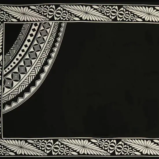 72" L x 45" W Kingdom of Tonga Crown Sarong Polyester Fabric Black {1}