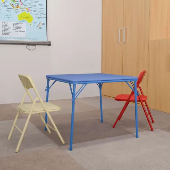 Emma and Oliver Kids 3 Piece Folding Table and Chair Set - Kids Activity Table Set {6}