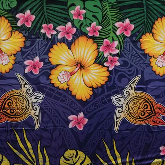72" L x 45" W Hibiscus Turtle Assortment Sarong Polyester Fabric {1}