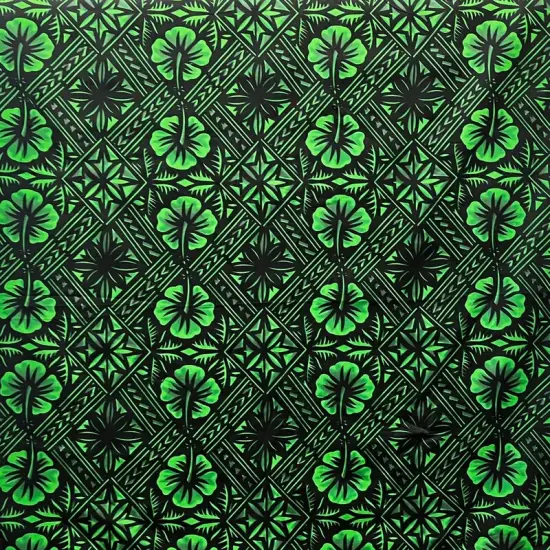 1 Yard Traditional Tapa Hibiscus 100 Percent Cotton Fabric 45 Inch Width Yellow & Pur {4}