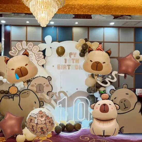 7 PCS 24" Capybara Foil Balloons - Animal Theme Birthday Decorations {3}