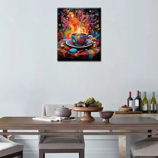 Cup of Coffee Paint by Numbers Kits with Brushes and Acrylic Pigment on Canvas {2}