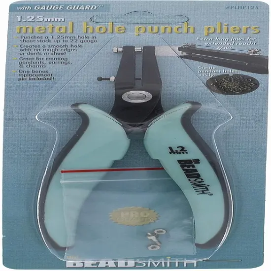 The Beadsmith Punch Plier with Gauge Guard and Extra Pin, 1.25 Millimeters, Metal Hole-Punching Tool {6}