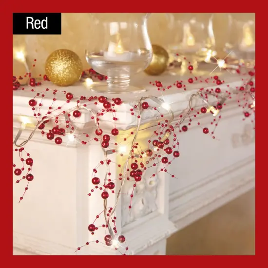 Collections Etc Lighted Berry-Beaded Holiday Garland {5}