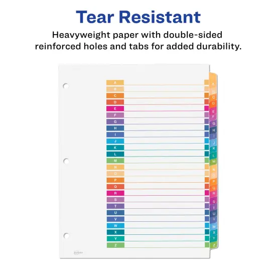 Avery A-Z Dividers for 3 Ring Binders, 26 Tabs per Set, Customizable Table of Contents, Multicolor Tabs (3 Sets of 44225) {5}