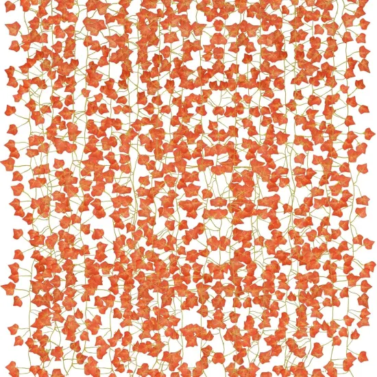 24 Pack Fake Fall Hanging Vines Artificial Fall Ivy Garland(Orange) {1}