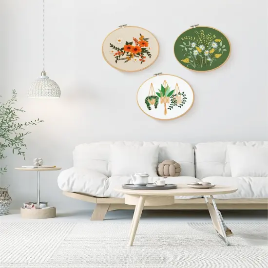 3 Sets Embroidery Kit for Beginners Needlepoint Cross Stitch Kits for Adults,Stitch Learning DIY Sets with Instruction Video,Stamped Floral Patterns,Hoop,Threads,Sewing Hobby {4}