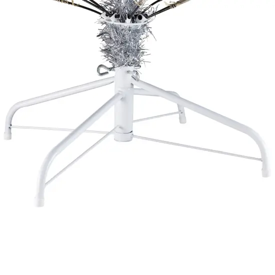 Northlight Pre-Lit Artificial Tinsel Christmas Tree - Silver - 7' - Clear Lights {7}