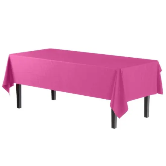 Exquisite 12-Pack Premium Plastic Tablecloth 54in. x 108in. Rectangle Plastic Table Cover Hot Pink {3}
