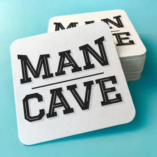Big Dot of Happiness 25 Ct Man Cave Drink Coasters, 4-Inch Disposable Square Paper Coasters for Home Bar Accessories or Birthday Party {4}