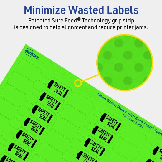 Avery Neon Green Paper Labels, 0.5" x 2.5" Barbell {4}