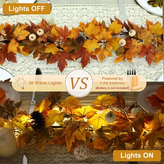 Fall Garland with Lights Outdoor 6FT Autumn {3}