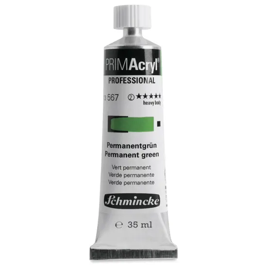Schmincke Primacryl Professional Acrylic Paint - Permanent Green, 35 ml Tube {1}