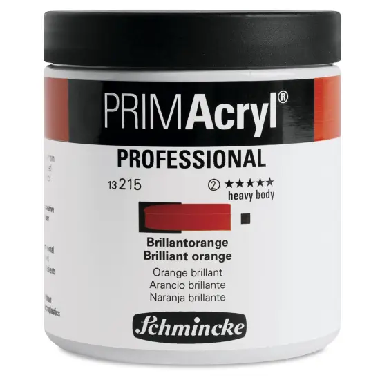 Schmincke Primacryl Professional Acrylic Paint - Brilliant Orange, 237 ml Jar {1}