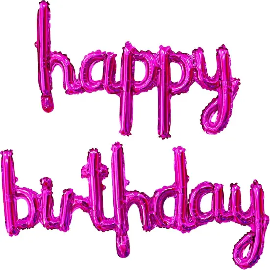 Hot Pink Happy Birthday Balloon Banner {1}
