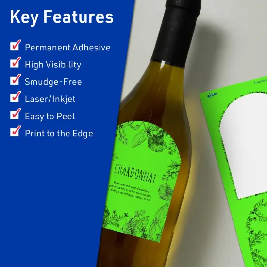 Avery Neon Green Paper Labels, 4.75" x 3.5" Arched {2}