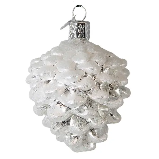 Old World Christmas 3.0 Inch Snow-Capped Silver Snowy Cone Christmas Tree Ornament , Christmas Decor Pinecone Majestic Fir {2}