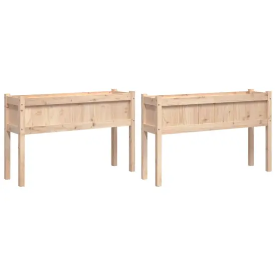 vidaXL Garden Planters 2 pcs with Legs Solid Wood Pine {2}
