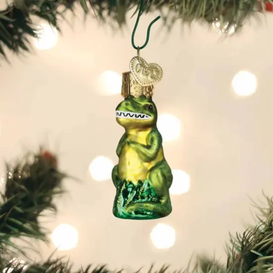 Old World Christmas 2.25 In Mini T-Rex Christmas Tree Ornament , Ornament Dinosaur Pre-Historic Green {3}