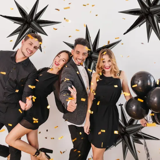 60 Pcs Star Balloons Explosion - 12 Point Cone Balloon (Black) {4}