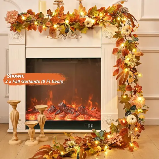 6 FT Fall Garland with Lights - 1 Pcs {4}