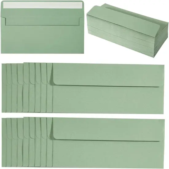 50 Pack Sage-Green #10 Business Envelopes Self Seal Standard Envelopes for Office Checks, Business, Letter Mailing Invoices, 4.13 x 9.49 Inches (50) {1}