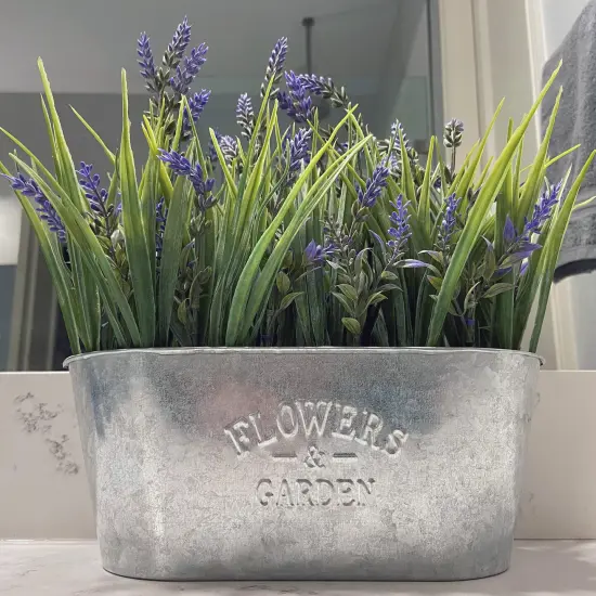 Haute Decor 10 Inch Lavender in Galvanized Metal Pot {5}
